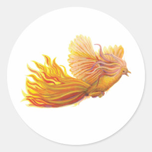 Pegatina Redonda Rising Phoenix Bird