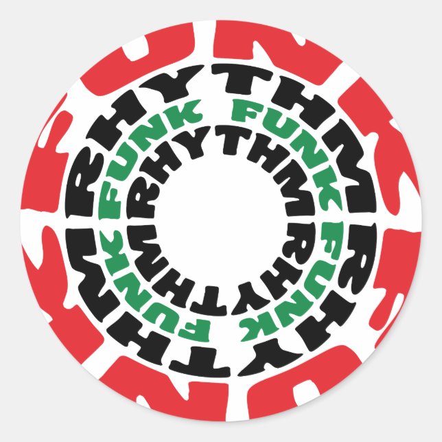 Pegatina Redonda Ritmo Funk Funk Rhythm (Anverso)