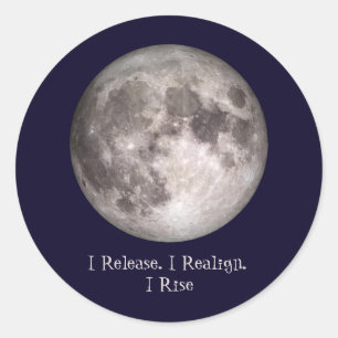 Pegatina Redonda Ritual de Luna Llena Libero Me Realineo Me Elevo