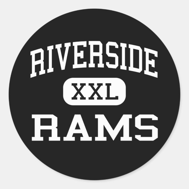 Pegatina Redonda Riverside - Rams - High - Riverside New Jersey (Anverso)