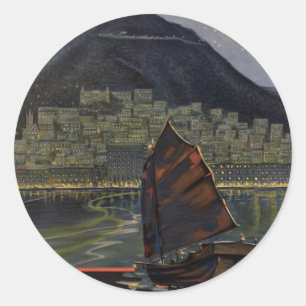 Pegatina Redonda ~ Riviera de Hong Kong del Oriente