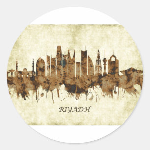 Pegatina Redonda Riyadh El paisaje urbano de Arabia Saudita