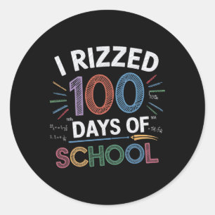 Pegatina Redonda Rizé 100 días de divertida escuela 100 días