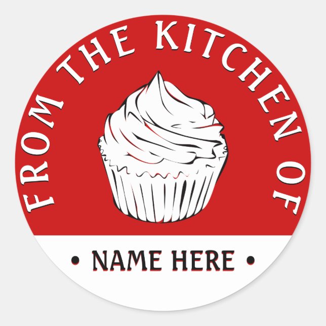 Pegatina Redonda rizos de quequitos de la cocina de pegatinas (Anverso)