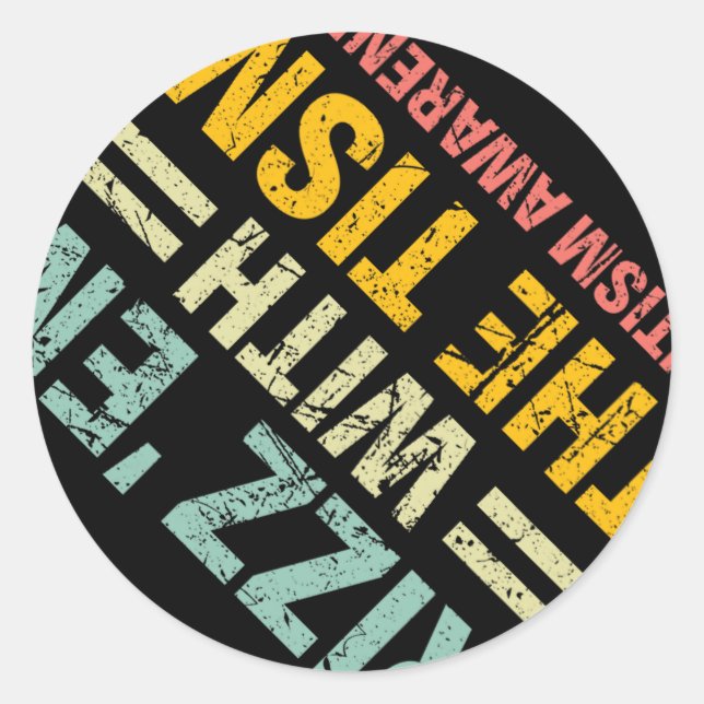 Pegatina Redonda Rizz Em Con El Tísmo Gracioso Autismo Niños De Con (Anverso)