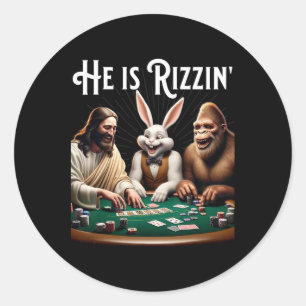 Pegatina Redonda Rizz gracioso Es Rizzin Jesús