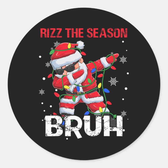 Pegatina Redonda Rizz La Temporada Bruh Navidades Rizzmas Santa Cla (Anverso)