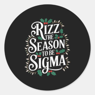 Pegatina Redonda Rizz La Temporada De Ser Sigma Navidades Graciosos
