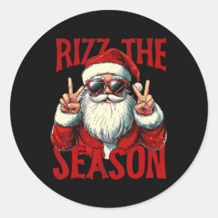 Pegatina Redonda Rizz La Temporada Funny Guay Bruh Santa Claus Merr