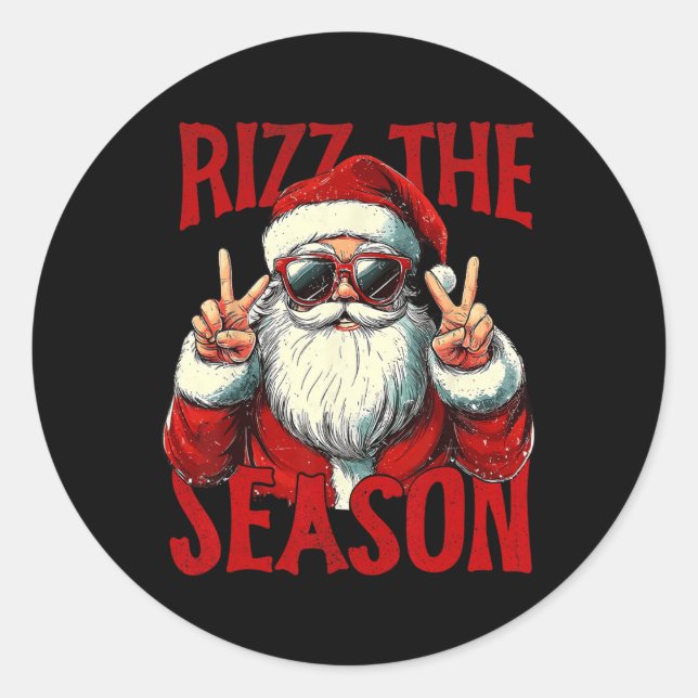 Pegatina Redonda Rizz La Temporada Funny Guay Bruh Santa Claus Merr (Anverso)