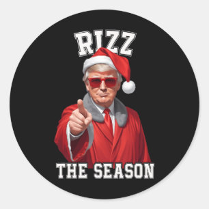 Pegatina Redonda Rizz La temporada Funny Navidades de Trump Santa C