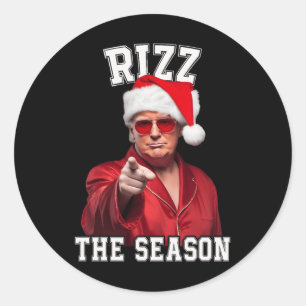 Pegatina Redonda Rizz La Temporada Funny Navidades de Trump Santa P