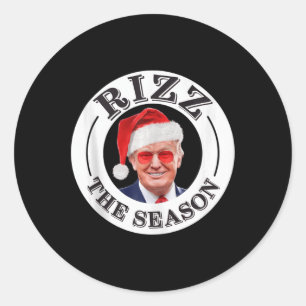 Pegatina Redonda Rizz La Temporada Funny Navidades de Trump Santa P