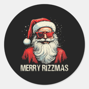 Pegatina Redonda Rizz La Temporada Para Rizz Santa Rizz Merry Rizzm