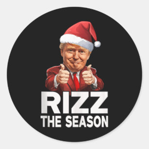 Pegatina Redonda Rizz Los Navidades de la temporada Funny Trump San