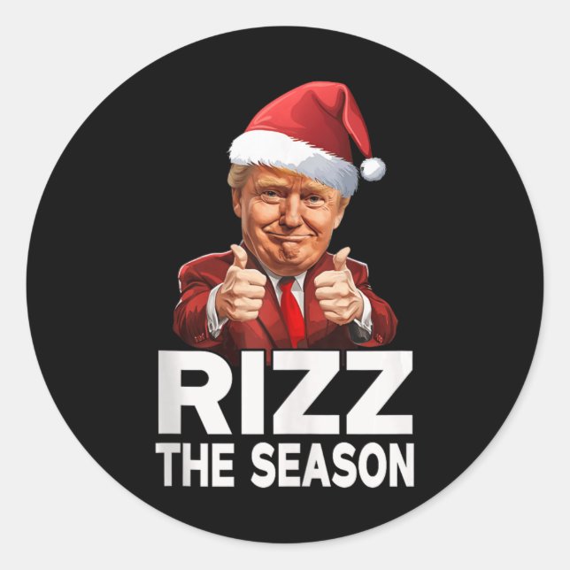 Pegatina Redonda Rizz Los Navidades de la temporada Funny Trump San (Anverso)