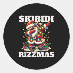 Pegatina Redonda Rizz Navidad Santa divertido Xmas Gen Alpha Skibid