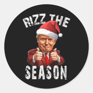 Pegatina Redonda Rizz: Navidades de temporada Trump Santa Pajama na