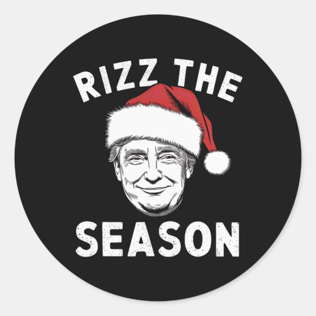 Pegatina Redonda Rizz The Season Funny Navidades de Trump Santa (Anverso)