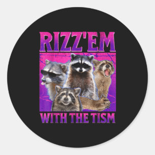 Pegatina Redonda Rízzalos con el meme de tism mapache autista autis