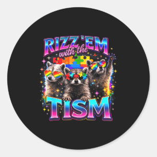 Pegatina Redonda Rízzalos con el tism meme de mapache autista autis