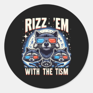 Pegatina Redonda Rízzalos Con El Tism Retro Vintage Mapache Meme A