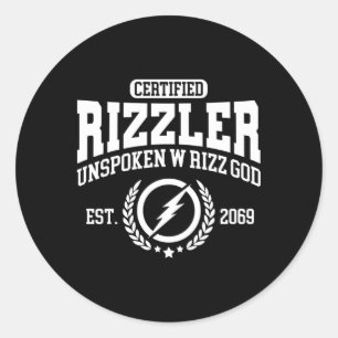 Pegatina Redonda Rizzler certificado Rizzler tácito Rizz W Rizz Dio