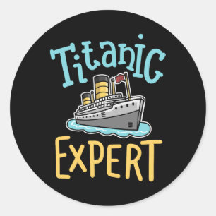 Pegatina Redonda Rms Titanic Divertido Experto Retro Crucero Hombre