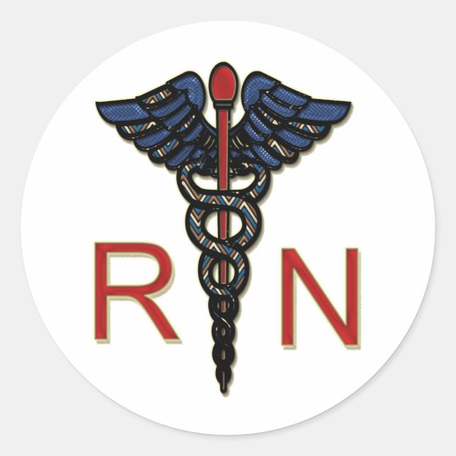 Pegatina Redonda RN con Caduceus (Anverso)