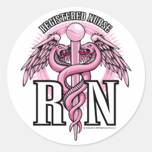 Pegatina Redonda RN Pink Caduceus