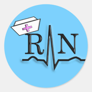 Pegatina Redonda RN QRS Nurse Cap Design