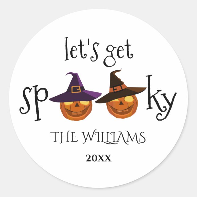 Pegatina Redonda Ro clásico de Halloween con calabazas fantasmales  (Anverso)