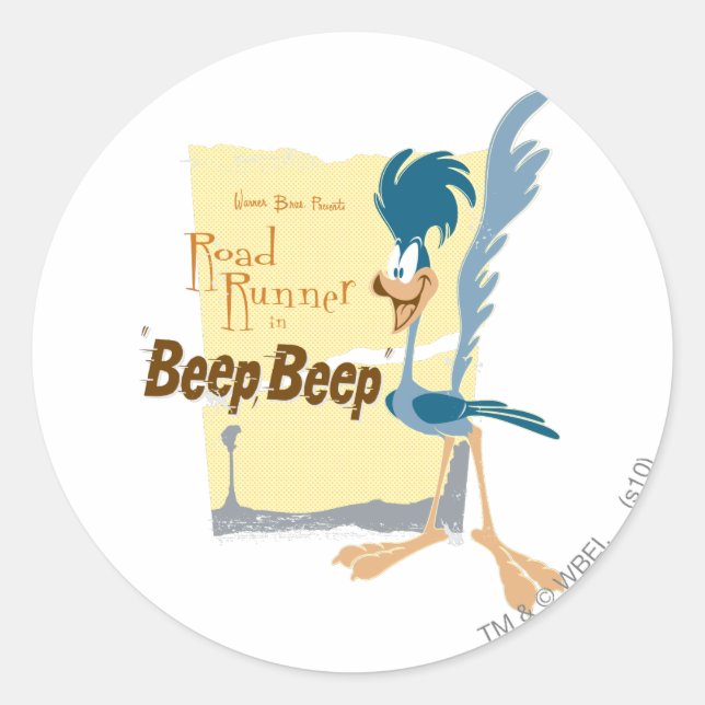 PEGATINA REDONDA ROAD RUNNER™ BEEP BEEP! (Anverso)