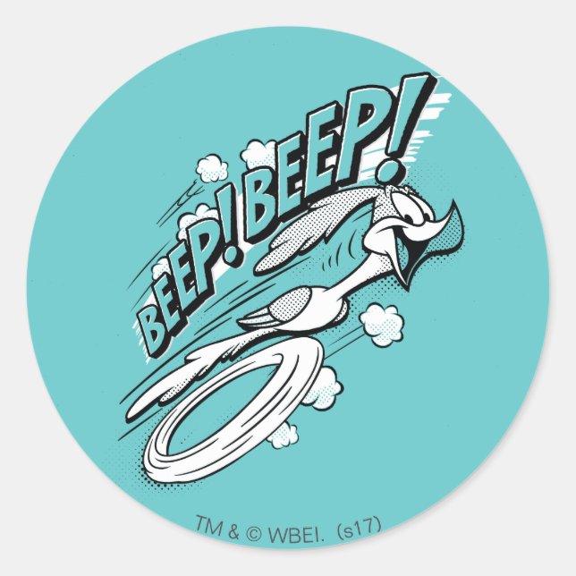 PEGATINA REDONDA ROAD RUNNER™ BEEP BEEP! (Anverso)