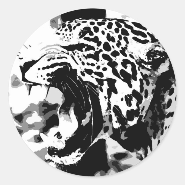 Pegatina Redonda Roaring Jaguar (Anverso)