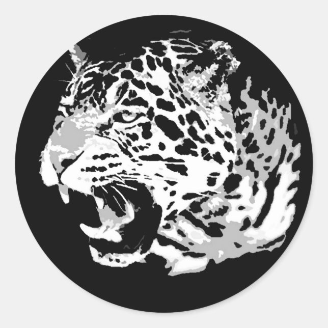 Pegatina Redonda Roaring Jaguar (Anverso)