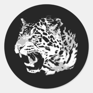 Pegatina Redonda Roaring Jaguar