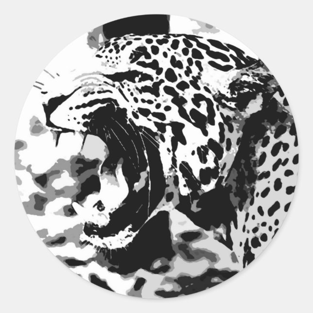 Pegatina Redonda Roaring Jaguar (Anverso)