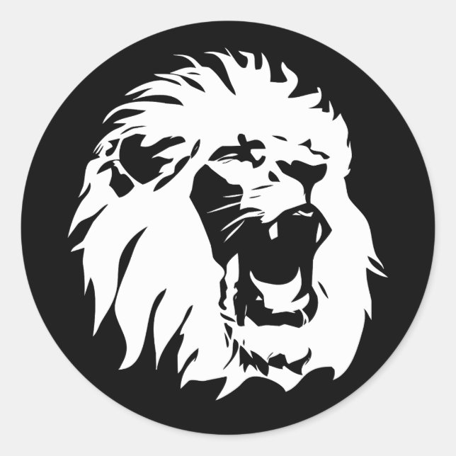 Pegatina Redonda Roaring Lion Face (Anverso)