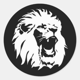 Pegatina Redonda Roaring Lion Face
