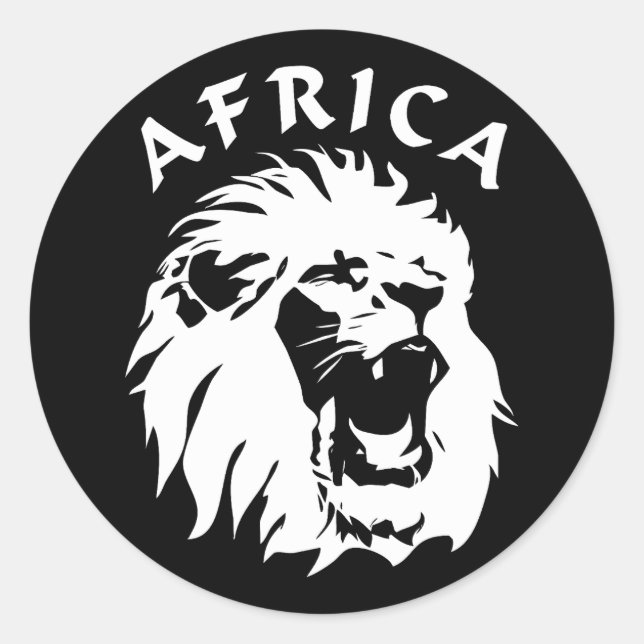 Pegatina Redonda Roaring Lion Face | África (Anverso)