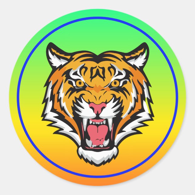 Pegatina Redonda Roaring Tiger Head-25818 Travel Mug (Anverso)