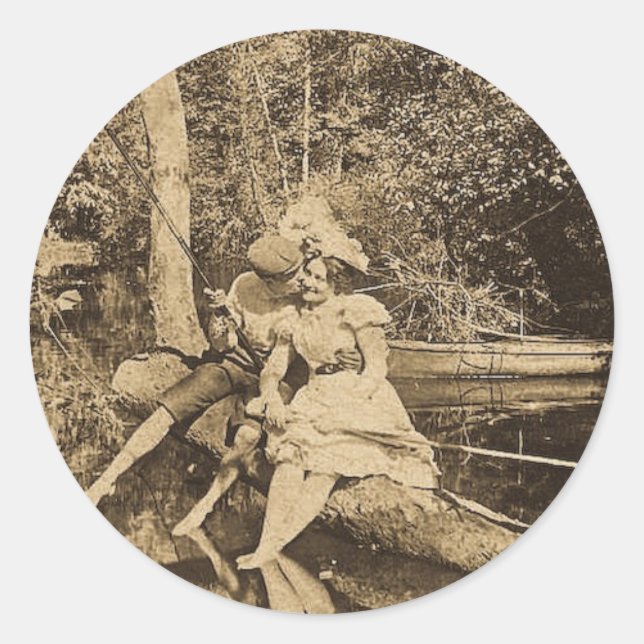 Pegatina Redonda Robando un beso (Anverso)