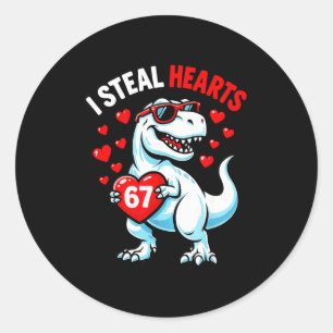 Pegatina Redonda Robar 67 corazones día de san valentín 67 meme 6 7