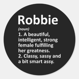 Pegatina Redonda Robbie Definición Personalizada Nombre Gracioso Ch