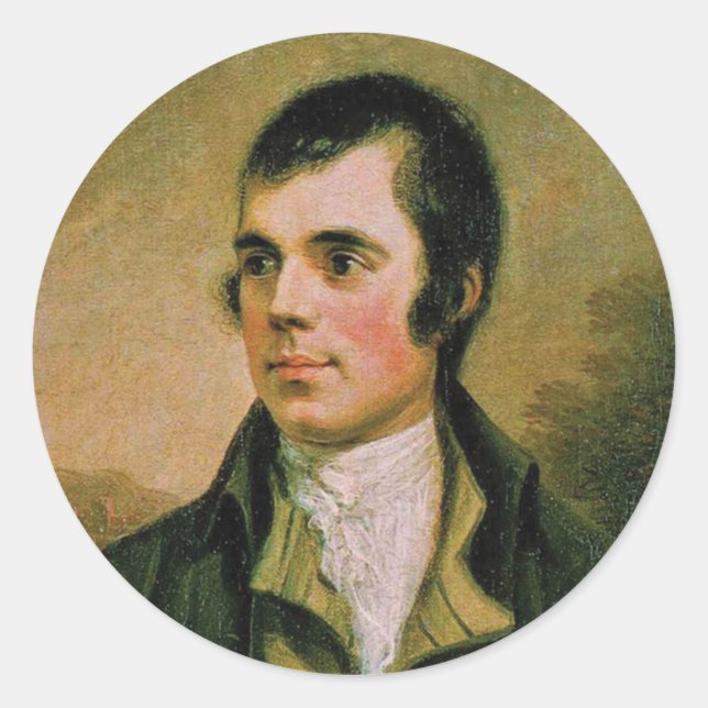 Pegatina Redonda Robert Burn, celebrando la noche de Burn (Anverso)