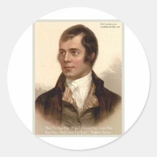 Pegatina Redonda Robert Burns "Conocerla" Regalos y Camisetas de Ci