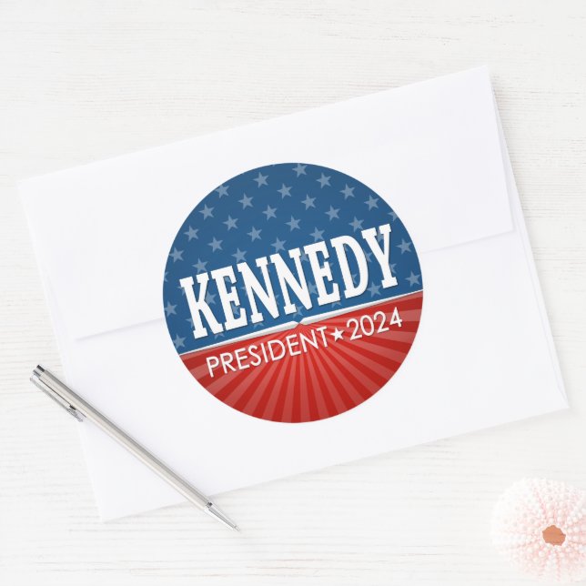 Pegatina Redonda Robert F Kennedy JR 2024 - estrellas a rayas (Sobre)