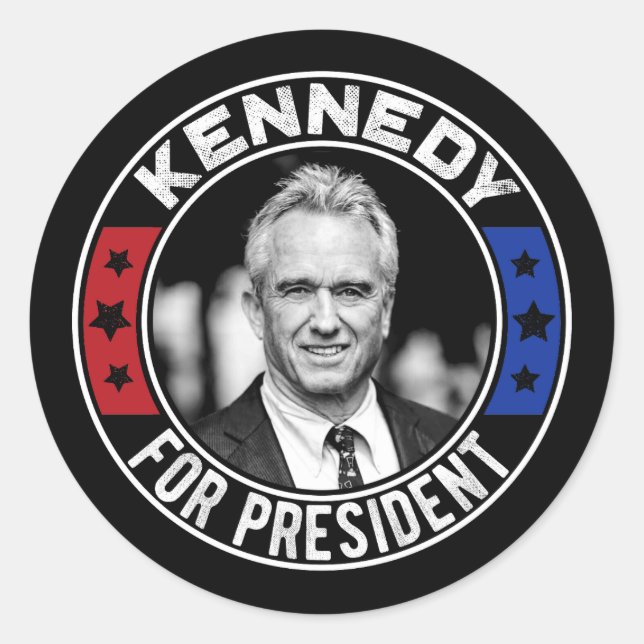 Pegatina Redonda Robert Kennedy, Jr. para el Presidente 2024 (Anverso)