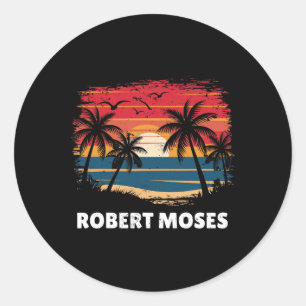 Pegatina Redonda Robert Moses Surfboarder Souvenir de palmera